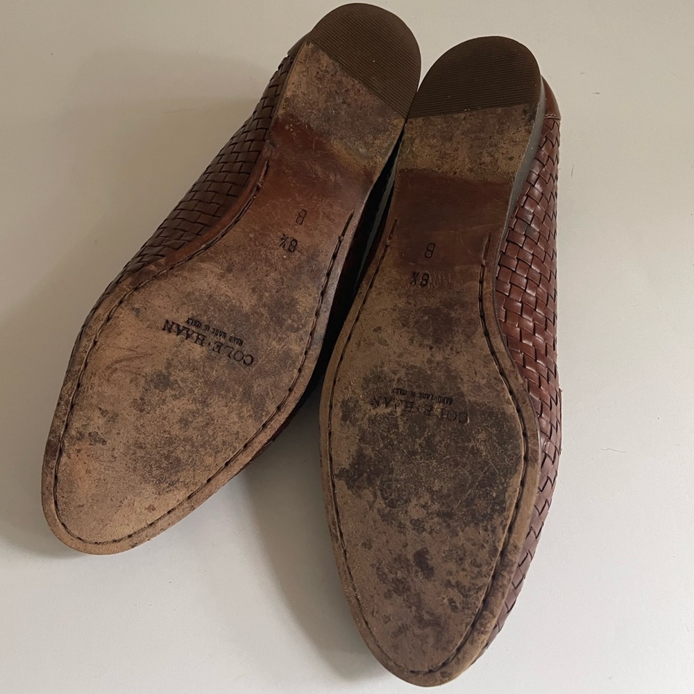 Cole Haan Brown Woven Leather Tassel Loafers - Picture 7 of 10